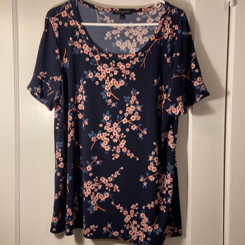 Navy Banana Republic floral blouse
